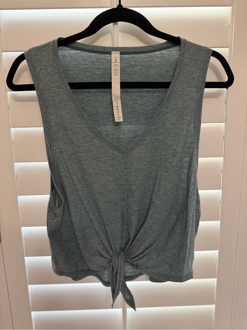 lululemon athletica Heather Teal Tie-Front V-Neck Tank